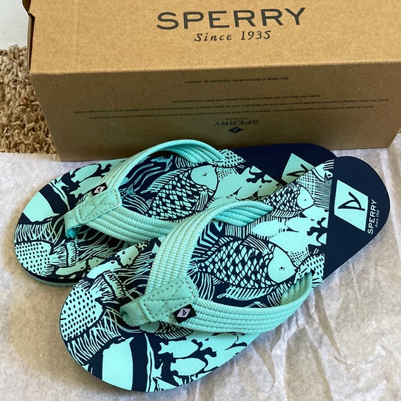 Sperry Other - Girls Sperry Calypso Turquoise flip flops sandals size 2 big girls new